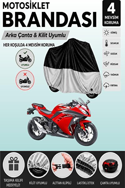 Cemku Double Black Top - Gray Bottom, Rear Bag Compatible Kawasaki Ninja 300 ...
