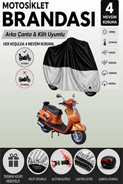 Cemku Double Black Top - Gray Bottom, Rear Bag Compatible Mondial 125 Kv Moto...