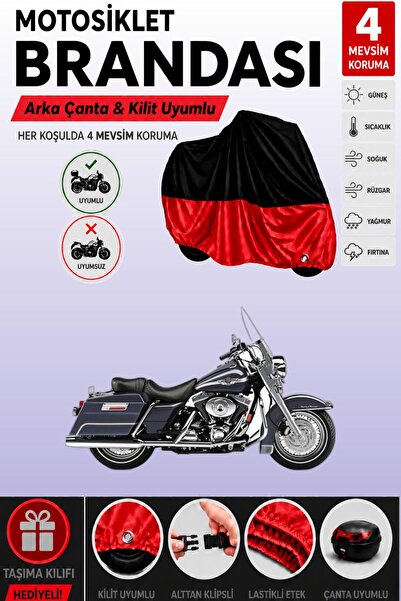 Cemku Double Black Top - Red Bottom, Rear Bag Compatible Harley-Davidson Road...