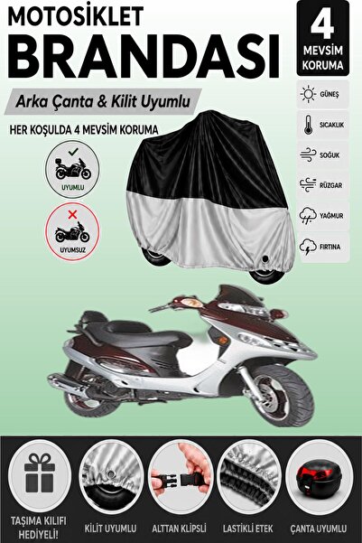 Cemku Double Black Top - Gray Bottom, Rear Bag Compatible Mondial 150 Re Moto...