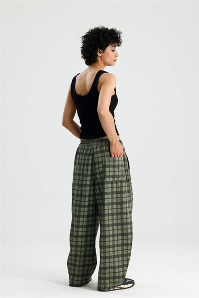 ROSE ARYA Khaki Plaid Trousers
