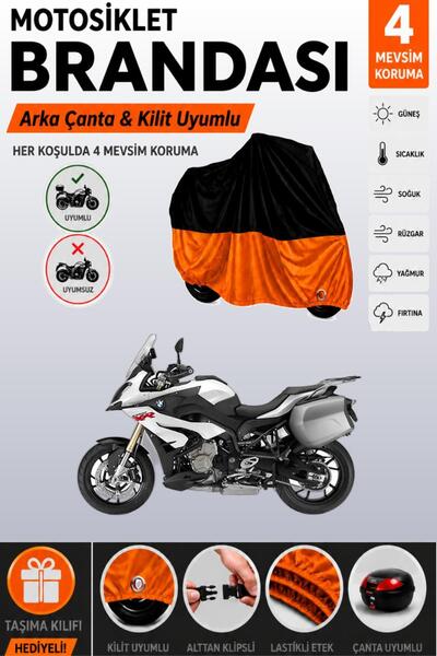 Cemku Double Black Top - Orange Bottom, Rear Bag Compatible Bmw S 1000 Xr Mot...
