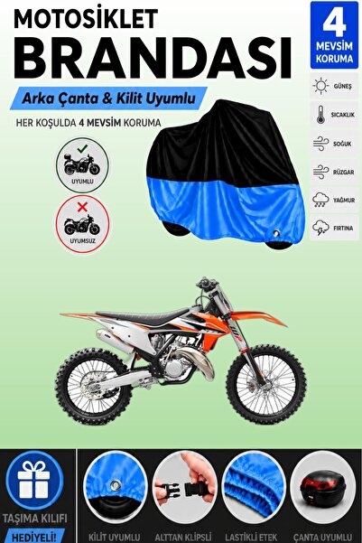 Cemku Double Black Top - Blue Bottom, Rear Bag Compatible Ktm 125 Sx Motorcyc...