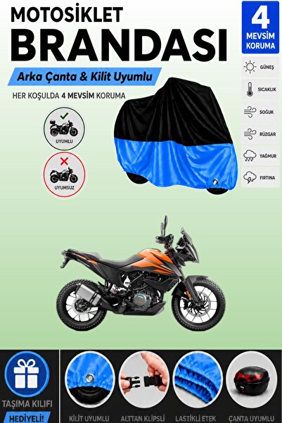 Cemku Double Black Top - Blue Bottom, Rear Bag Compatible Ktm 390 Adventure M...