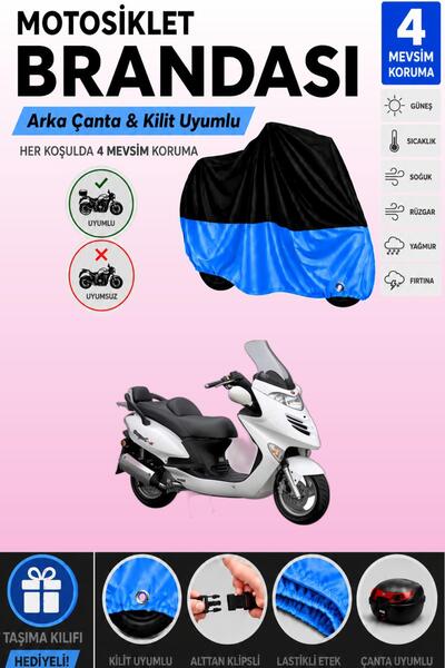 Cemku Double Black Top - Blue Bottom, Rear Bag Compatible Kymco Grand Dink 25...