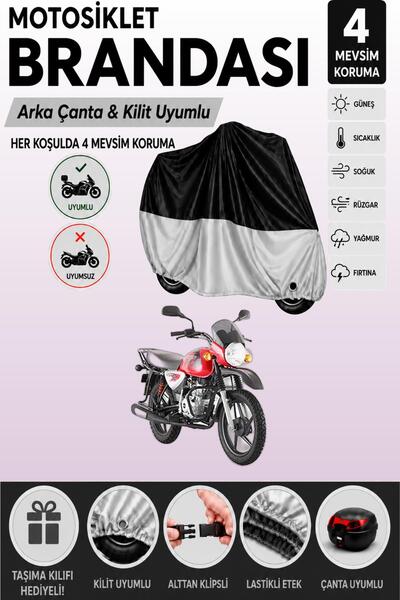 Cemku Double Black Top - Gray Bottom, Rear Bag Compatible Bajaj Boxer Motorcy...