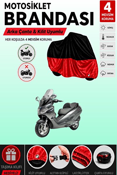 Cemku Double Black Top - Red Bottom, Rear Bag Compatible Piaggio X9 250 Motor...