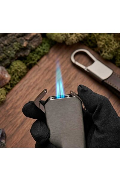 Quantoro Çift Torch Pürmüz Delicili Metal Doldurulabilir Gazlı Çakmak