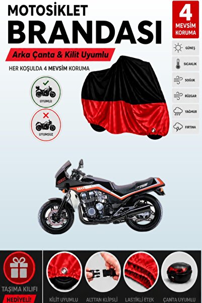 Cemku Double Black Top - Red Bottom, Rear Bag Compatible Honda Cbx 750 F Moto...