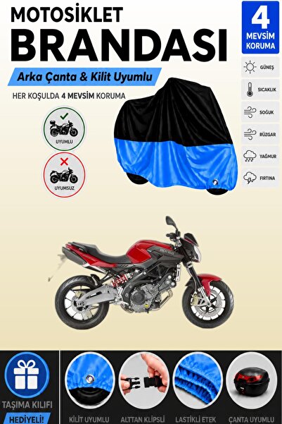 Cemku Double Black Top - Blue Bottom, Rear Bag Compatible Aprilia Shiver 900 ...