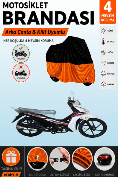 Cemku Double Black Top - Orange Bottom, Rear Bag Compatible Rks Next 50 Motor...