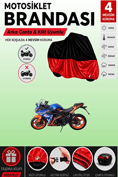 Cemku Double Black Top - Red Bottom, Rear Bag Compatible Falcon Fr-177 Motorc...