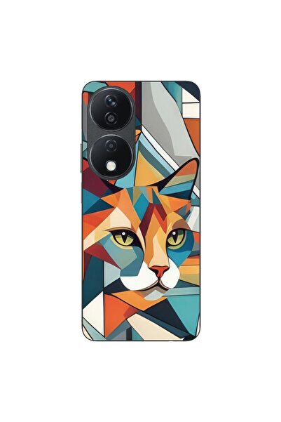 OEM Husa compatibila cu Honor X7b Silicon Gel Tpu Model Cubic Cat Art
