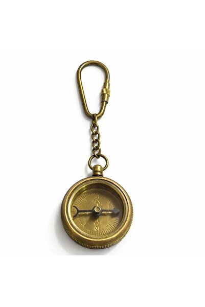Mestore Brass Compass Keychain 15313