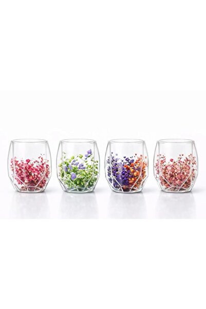 Mestore Double Glass Flowered Cup Alk4471