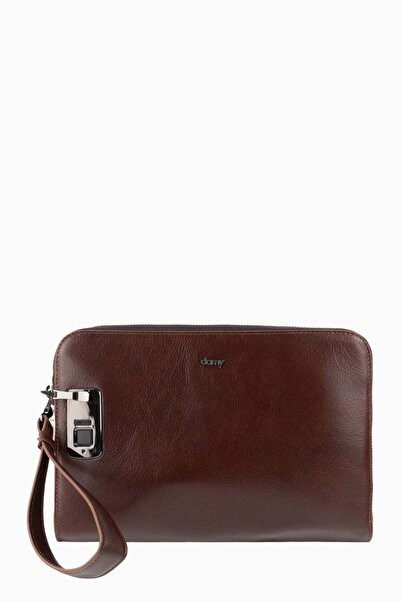 DAMY Genuine Leather Unisex Handbag with Finger Reader 8413 - Brown