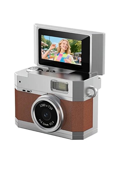 Tastech LK-026 Mini Dijital Kamera Küçük Katlanır 48MP Ekran Vlog Kamerası Se...