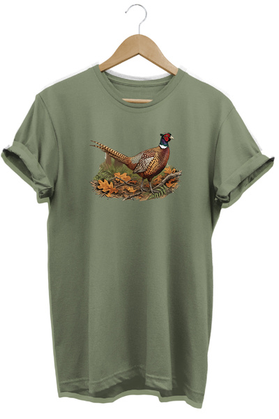 WİDİ Peacock Printed Crew Neck Cotton Outdoor and Camping T-Shirt
