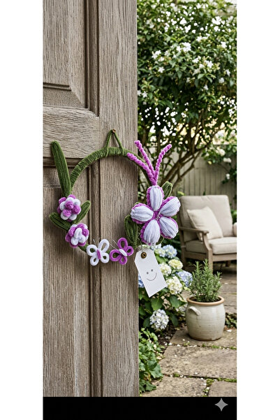 minipanda Door Ornament Made of Chenille Non-Fading Flowers
