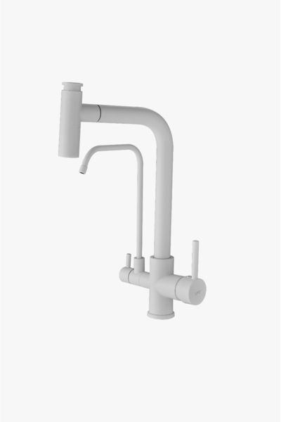 vb vitrinbanyo White t Purified Spiral Kitchen Faucet with Double Outlet Pull...
