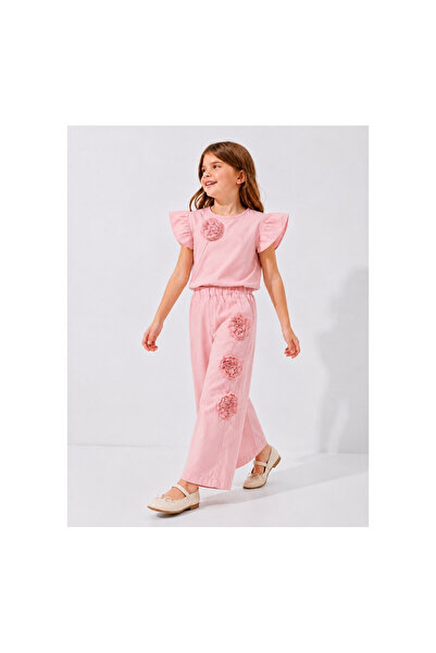 JABBER Girls' Poplin Woven Suit with Rose Decoration