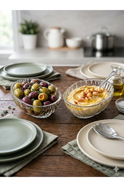 Elmas Set of 6 London Bowl Oval Glass Bowls, Diameter 13x9 cm, for Sauces, Ap...