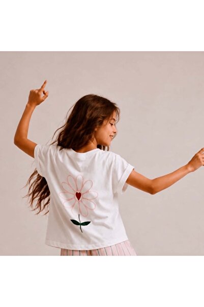 OZZY KİDS Tricou pentru fete cu broderie florală pe spate