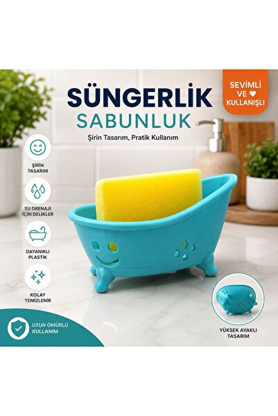 Günyan Store Sevimli Küvet Tasarımlı Süngerlik & Sabunluk
