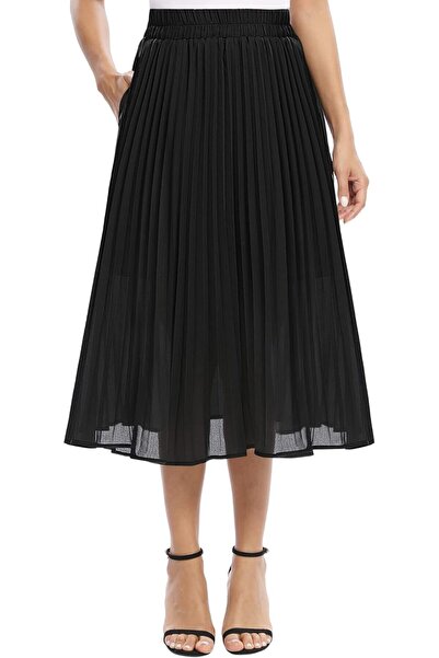 Other EXCHIC Fuste midi de damă, casual, din șifon, cu talie elastică, croial...