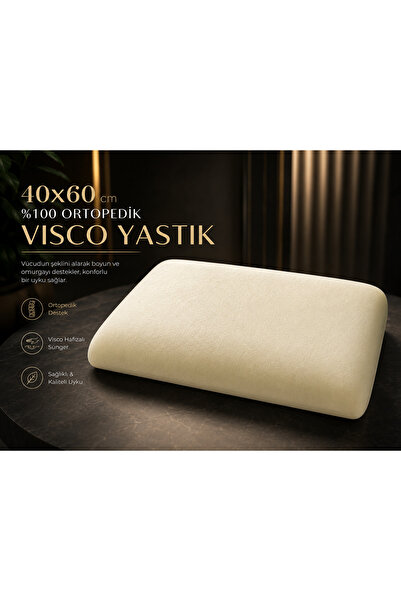 Nilyso Home 40x60 cm %100 Ortopedik Visco Yastık – Boyun Destekli Hafızalı Vi...