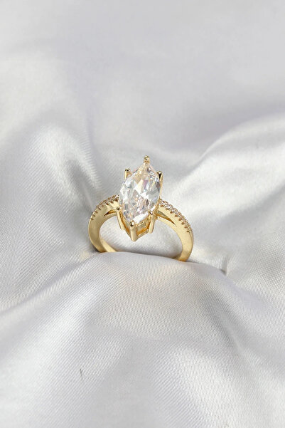 Marsilyan Nvdn- Gold Color Brass Marquise Cut Zircon Stone Women's Ring Iegrs...