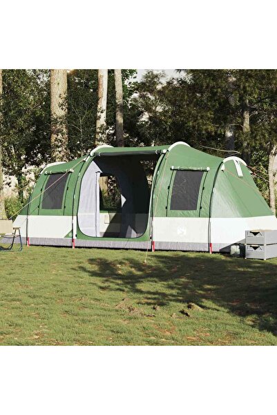 vidaxl Cort de camping tunel pentru 4 persoane, verde, impermeabil