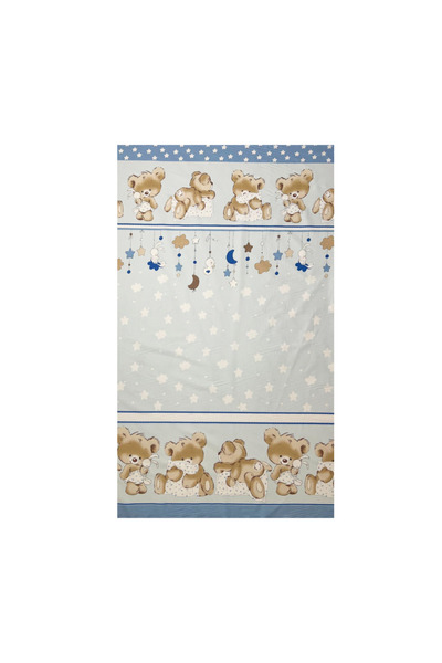 Beberoyal Set of 2 cotton sheets for mattress 120x60 cm, Bears&Rabbit Blue,