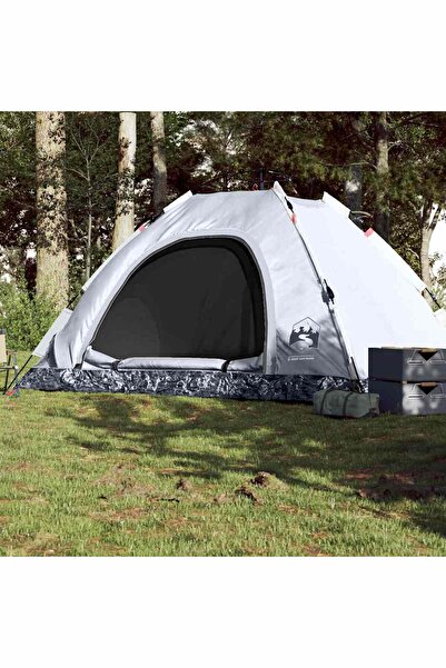 vidaxl Cort de camping 5 persoane, alb opac, setare rapida, È›esatura