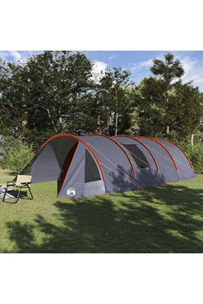 vidaxl Cort Tunel 6-Persoane Gri si Portocalie 890 x 470 x 220 cm