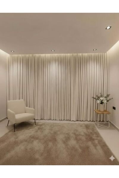 WAVES Off-White Wave Blackout Curtain 3M x 2.90M, with Accessories 100% Light...