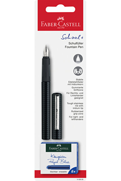 Faber Castell BLISTER SCHOOL PEN CARBON + 6 CARTRIDGES FABER-CASTELL