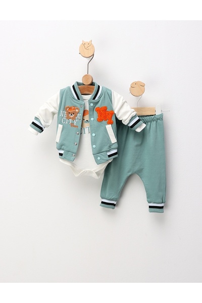 MiniKids Costumas 3 piese, City Bear, cu verde