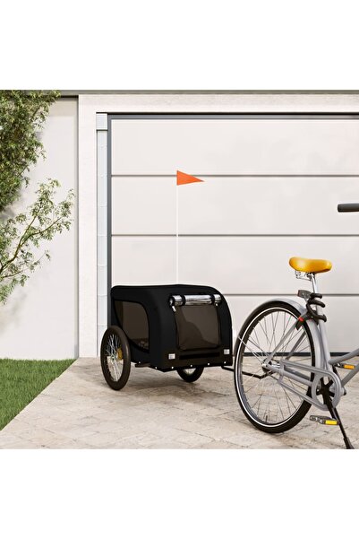 vidaxl Remorcă bicicletă animale companie, negru, textil oxford/fier