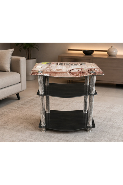 Alcoach Modern Design Multi-Shelf Glass Coffee Table Home Living Room Tempere...