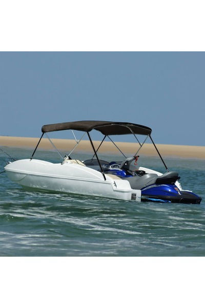 vidaxl Parasolar barcă Bimini cu 3 arcuri, negru, 183x140x137 cm