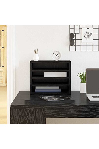 vidaxl Organizator Birou Stejar Negru 36 x 26 x 29,5 cm Lemn compozit