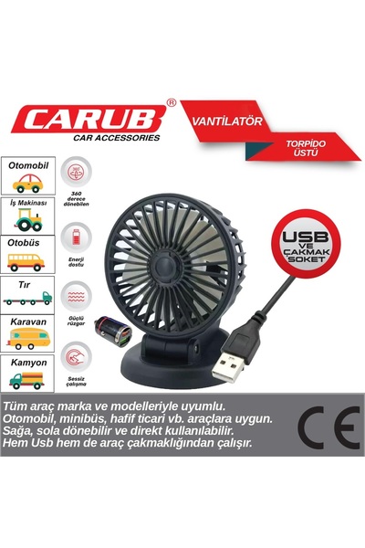 Carub Usb Çakmaklı Tekli Vantilatör -