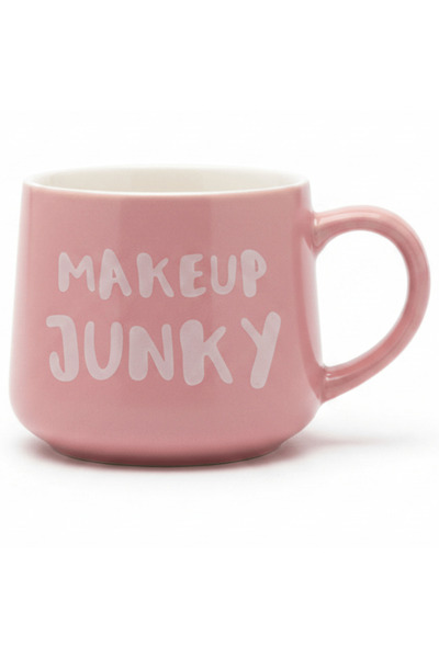 AKDC Makeup Junky Pink Ceramic Mug with 3 D Lipstick Surprise — 400 ml