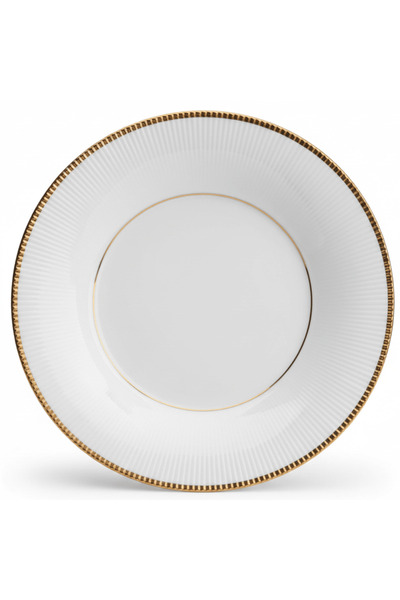 Ascot White Porcelain Soup Plate with Gold Rim | 7.5 Inch | Premium Tableware