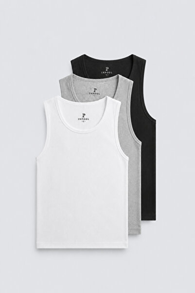 inpool Men'S, Cotton, Black-White-Grey 3-Pack, Tank Top, Undershirt 26Inpatle...