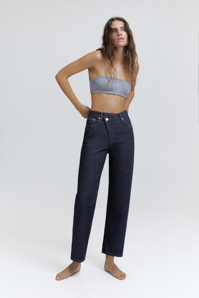 Pull & Bear Çapraz bel straight fit jean
