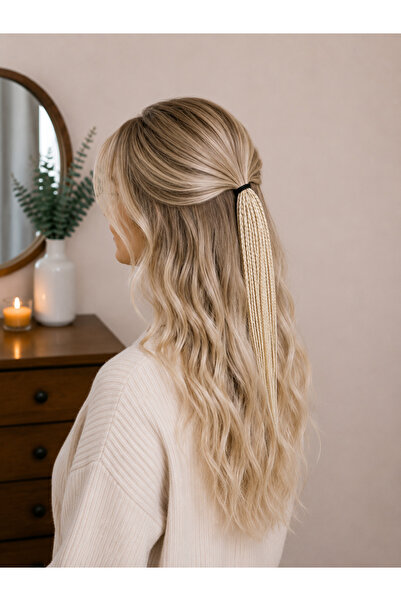 YASEMİN KAPLAN Platinum Yellow Braided Hair Clip – Handmade Minimal Boho Hair...