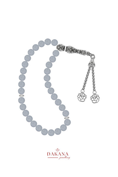 DAKANA JEWELLERY Certified 8 mm Terahertz Stone Lotus Flower Steel Tassel Nat...