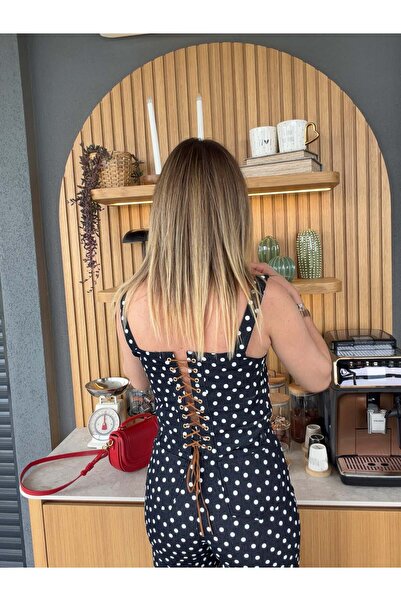 xyoung Sırtı Bağcık Detaylı Puantiyeli Crop LACİVERT